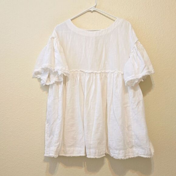 Free People Tops - Free People White Cotton Peasant Babydoll Top